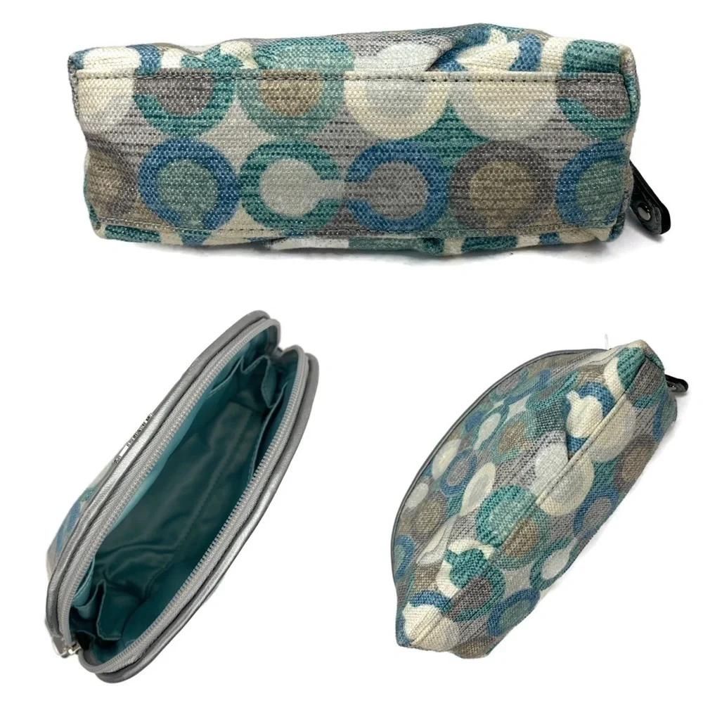 Coach Gesso Optic C Cosmetic Rare Make-Up Bag Blue